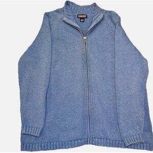 Vintage Lands End Cotton Full Zip Women’s 1X (16W-18W) Chunky Knit Sweater